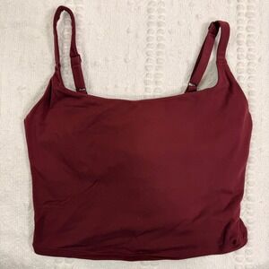 Vitality Crop Tank Burgundy Wine Square Neck Adjustable Strap Size Small